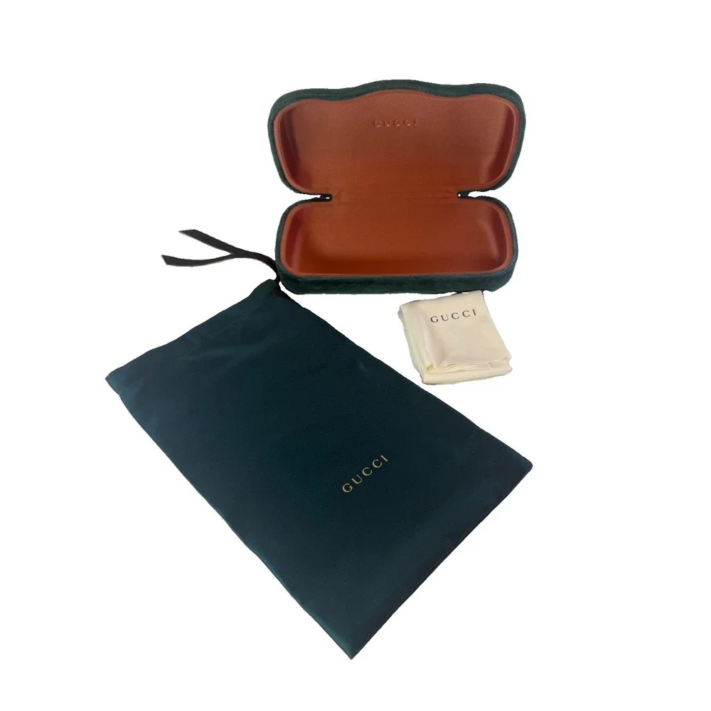 GUCCI Velvet Clamshell Storage Case Sunglasses Eyeglasses Hard Case Green
